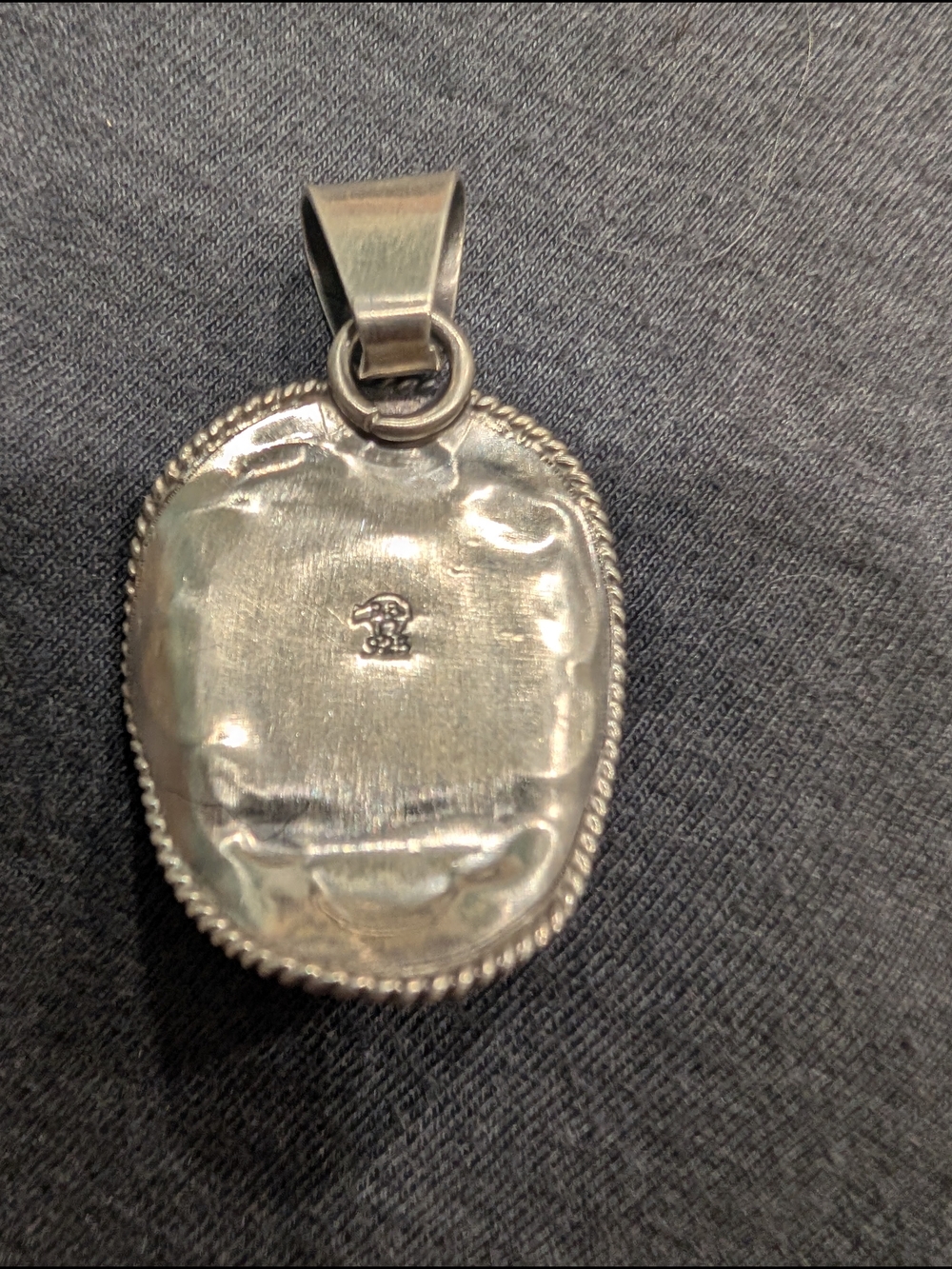 Sterling Silver Turquoise Western Hat Pendant Necklace - Artist Bobby Platero - Picture 2 of 2